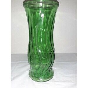 Vtg EO Brody Green Curved Ribs Vase 9 Inches Tall